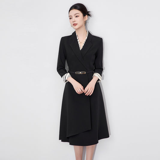 New Style Women's Slim Fit Dress Fashionable High End Sensation Western Suit Skirt Midi Length Regular Sleeve Business