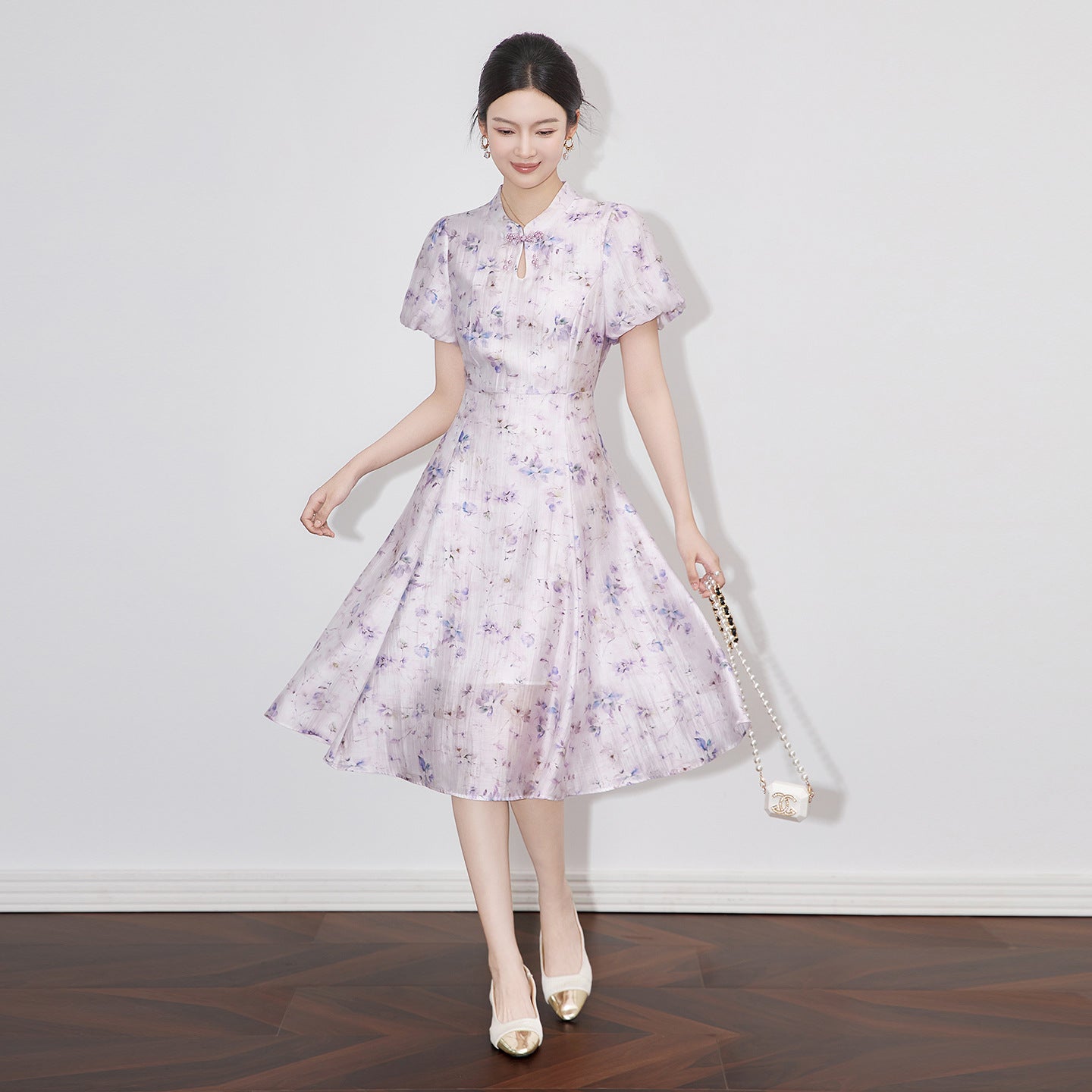 Women's Dress Chinese Qipao Print Tencel Linen Slim Fit Elegant Summer Fashion