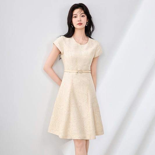 Effectiveness Dress Knee-Length round Neck Short Sleeve Polyester Fiber Weekly Updated Purchase at a Loss Dress