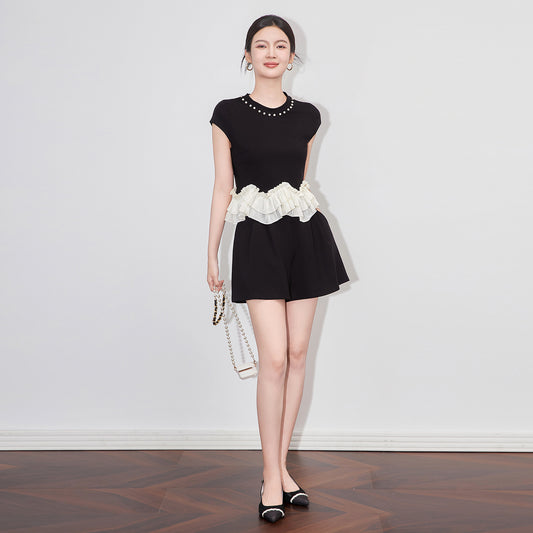 Elegant Fashionable Sequin Splice Midi Dress Sleeveless round Neck Heavy Work South Oil Style Noble Lady Elegant Dress