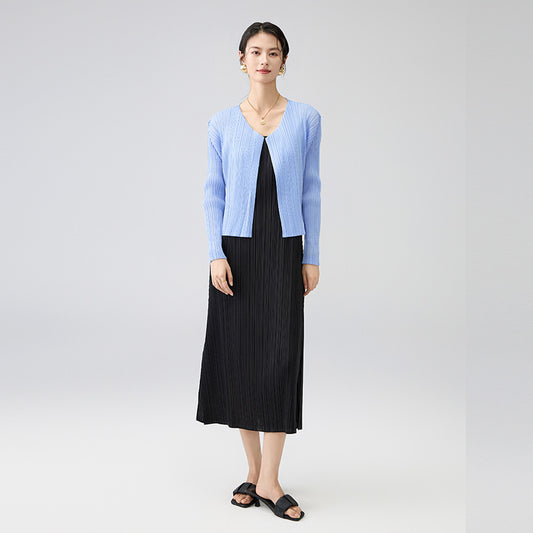Spring New Long-sleeved Short Jacket Design Sense Solid Color Long-sleeved Cardigan