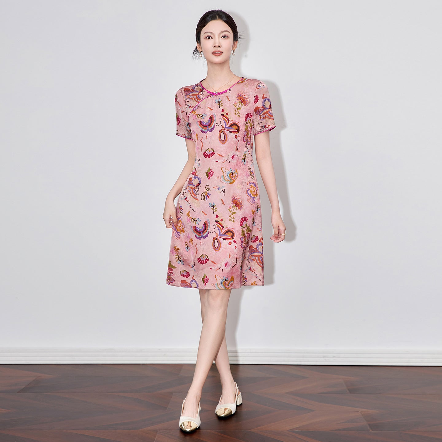 Fashion Casual Style 2025 Summer Dresses For Women O-neck Cotton Femme Vintage A-line Solid Dress Women Clothing