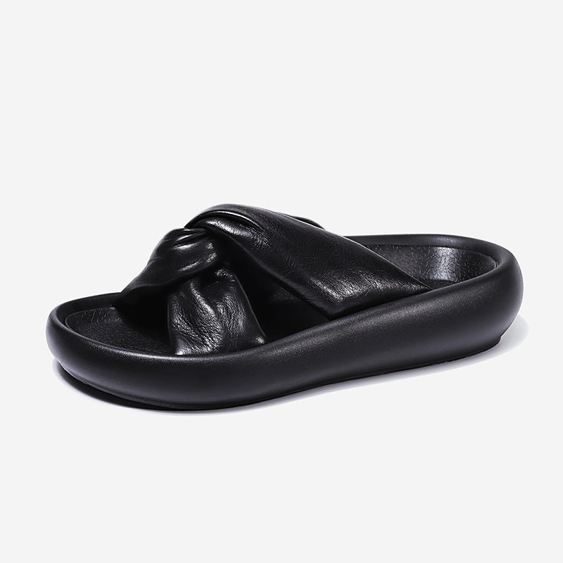Womens Slip On Square Toe Slide Sandals