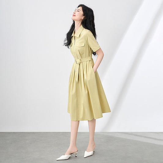 Women Sashes Long Dress Women Pockets Short Sleeve Summer Dress Fashion 2025 Spring Summer Women Vestidos