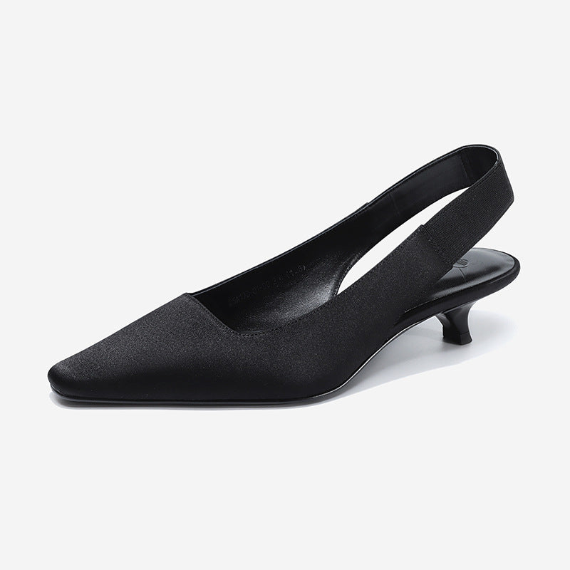 Women's Pumps Genuine Leather Buckle Strap Pointed toe Pumps Solid Slingbacks Comfortable Thin Heels Office Shoes