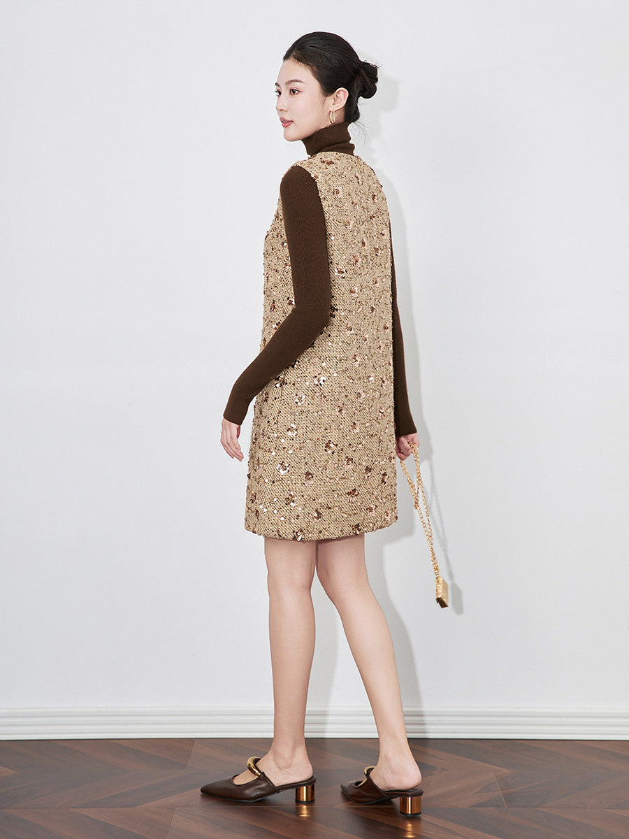 Women's Slim fit Fragrant Sleeveless Short Skirt Spring/Summer New Collection Bead Embroidered Dress