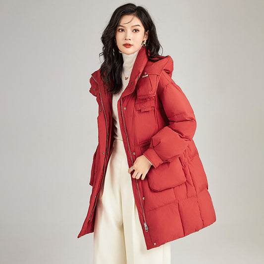 Fashionable Duck down Jacket Women's Mid-Length Hooded Winter Coat Hot Sale Of The Season New Arrival Versatile Casual Outerwear