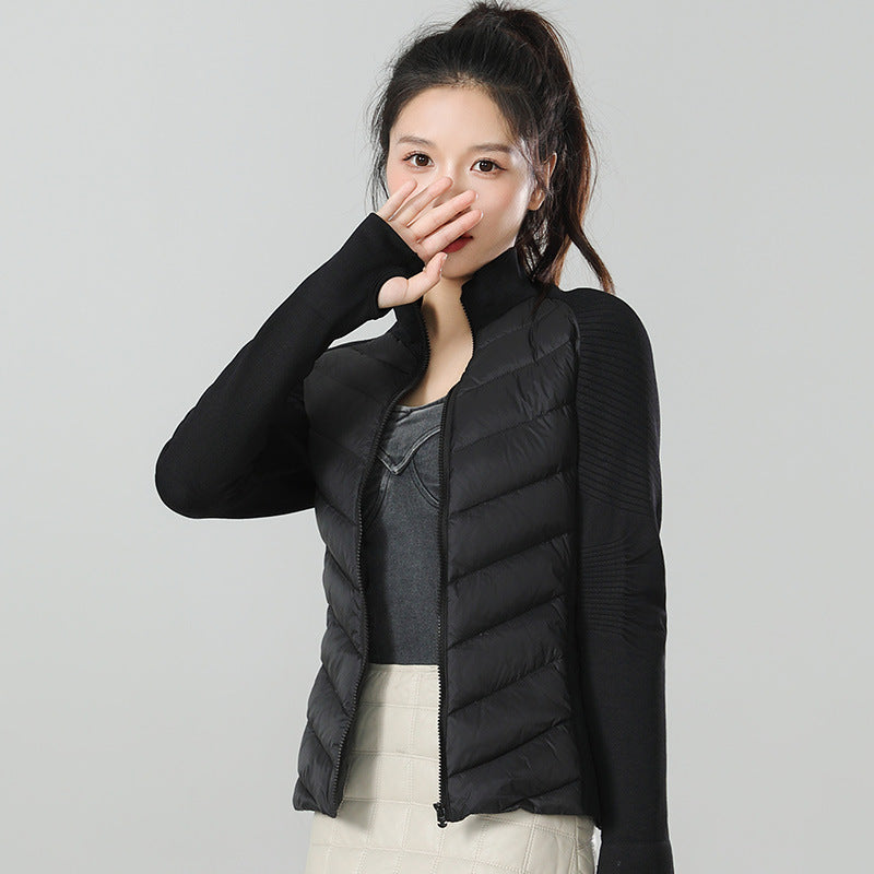 Women's Clothing Autumn/Winter New Women's Outdoor Sports Jacket Splicing Down Cotton Warm Jacket Slim Fit Lightweight Top