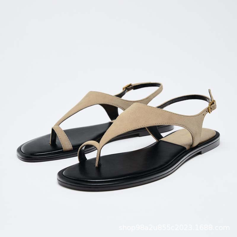 Flat Toe Herringside Sandals Women's 2025 New Summer Holiday Rome Sandals and Slippers for Outer Wear
