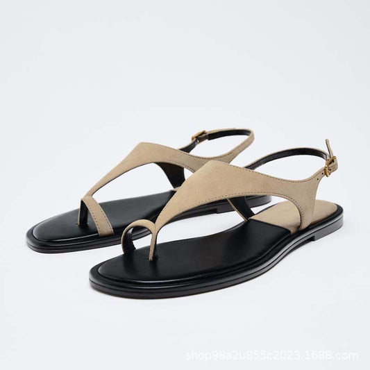 Flat Toe Herringside Sandals Women's 2025 New Summer Holiday Rome Sandals and Slippers for Outer Wear