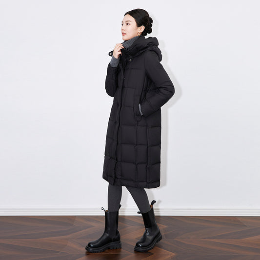 Women Down Puffer Coats Winter Warm Hooded Windproof Outerwears 90% White Duck Down Long Coat Woman Clothes