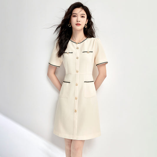 Luxury Tweed Dress Slim Fit High Waist Flattering Elegant Office Party Daily Chic