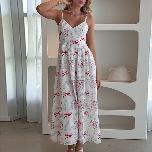 New Summer Women Sleeveless Backless A-line Dress,Woman's Clothing,Floral Dresses For Ladies,Casual Dresses,Beach Dresses