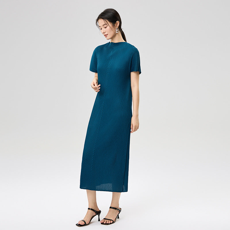 Women's Dress 2025 Summer Short Sleeved Mid Length Dresses Comfortable Casual O-neck
