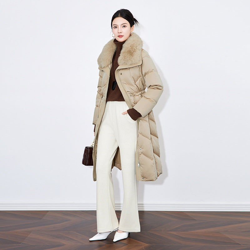 Woman Winter Down Cotton Jacket Long Coat With Belt New Hooded Pockets Zipper Thick Warm Female Hooded Padded Parkas